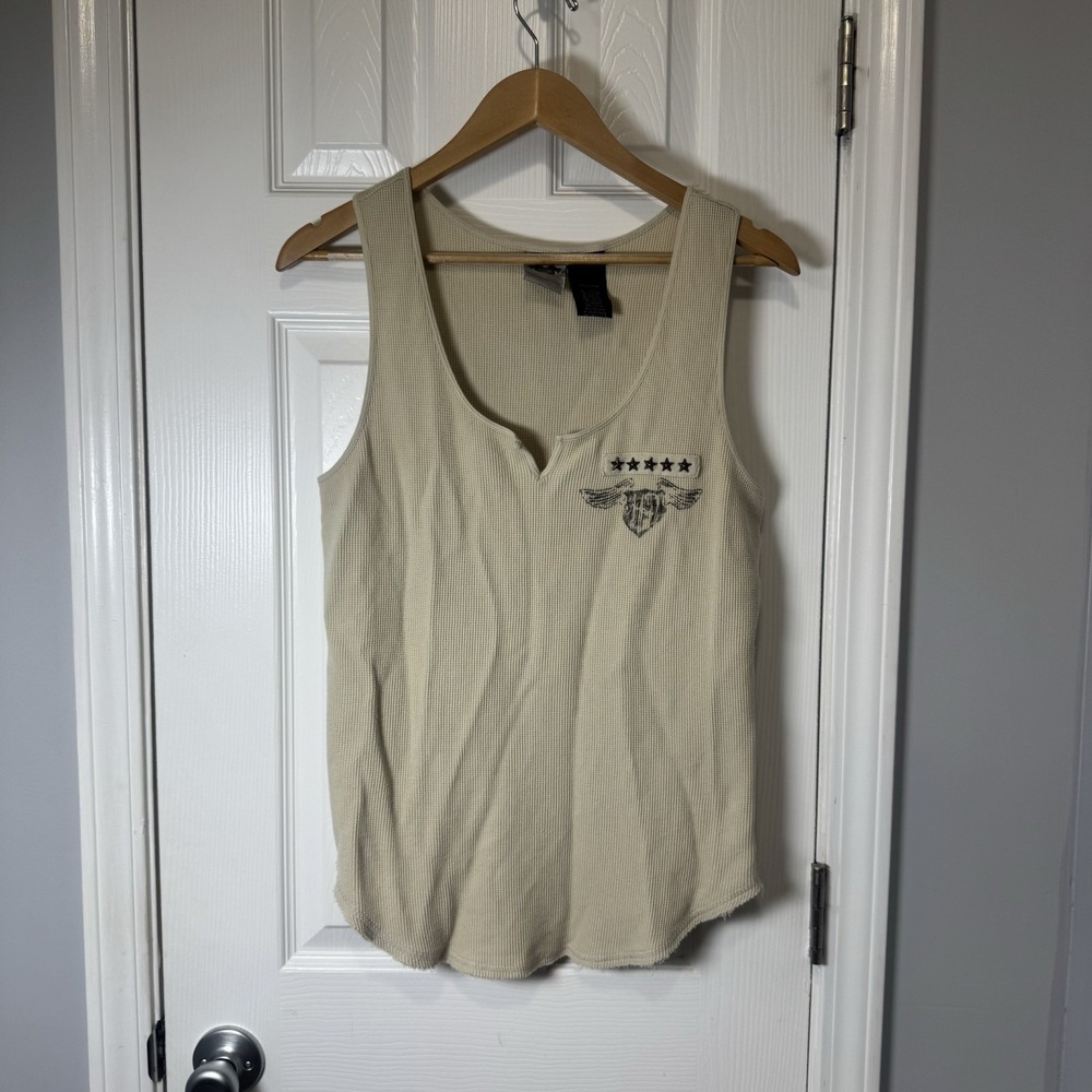 Harley-Davidson Waffle Knit Tank Top Tan Women's XL